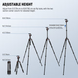 NEEWER BASICS TP17B 64"/162cm Carbon Fiber Travel Tripod Monopod, view 3