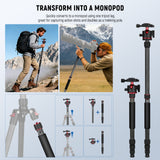 NEEWER BASICS TP17B 64"/162cm Carbon Fiber Travel Tripod Monopod, view 6