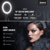 NEEWER BASICS RP10-H 10" Selfie Ring Light with Tripod/2 Phone Holders/QR Plate, view 2