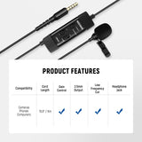NEEWER CM10 Plug & Play 3.5mm TRRS Lavalier Microphone for Camera/Smartphone, view 5