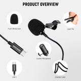 NEEWER CM6 2 Pack Lavalier USB C Omnidirectional Mic Condenser Lavalier Microphone, view 5