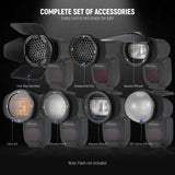NEEWER CRM3 Square Flash Head Adapter & Magnetic Round Head Accessory Kit, view 2