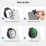 NEEWER FL-113 67mm Phone CPL Filter with Cold Shoe Clip(Compatible with S26), view 6