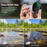 NEEWER FL-41 67mm CPL Filter for Cell Phone Camera Lens, view 3