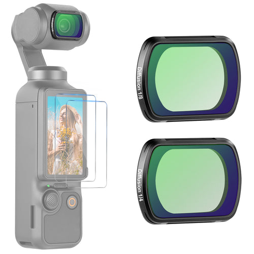 NEEWER FL-B11 2-Pack Magnetic Black Diffusion Filter Set for DJI Osmo Pocket 3 / Pocket 4 & Xtra Muse