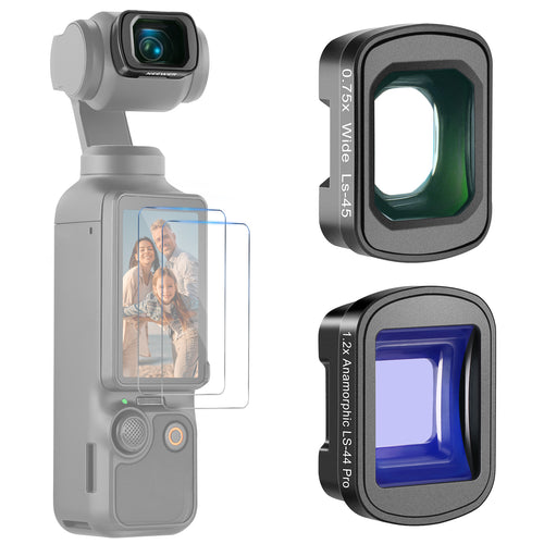 NEEWER FL-C02 Wide Angle + Blue Anamorphic Lens Kit for Pocket 3 / Pocket 4 & Xtra Muse