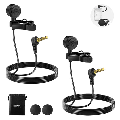 NEEWER LM10 2 Pack 3.5mm TRS ø9.7mm Lavalier Microphone