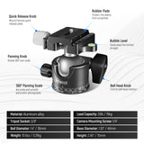 NEEWER GM36 36mm Metal Panorama Low Profile Camera Tripod Ball Head, view 2