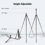 NEEWER LT39 62.4" Carbon Fiber Travel Tripod, view 3