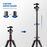 NEEWER N55CR 80.7” Carbon Fiber Tripod Monopod, view 2