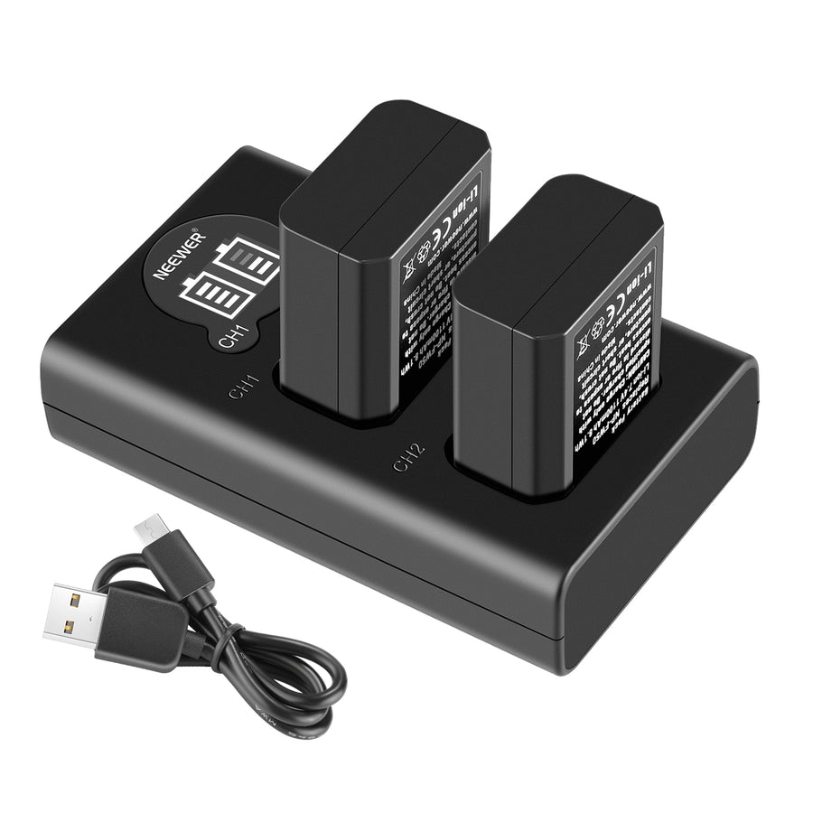 NEEWER 2-Pack NP-FW50 Sony Replacement Battery Charger Set
