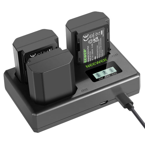 NEEWER 3 Pack NP-FZ100 Sony Replacement Battery and Charger Set