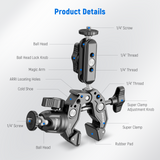 NEEWER ST85 Super Clamp with 3" Dual Ballhead Magic Arm, view 6