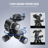NEEWER TH15/TH16 3-Way Geared Tripod Head, view 2