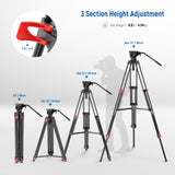 NEEWER BASICS TP37 74" Video Tripod with Fluid Head, view 2