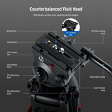 NEEWER BASICS TP37 74" Video Tripod with Fluid Head, view 5