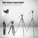 NEEWER TP72A 72" Fluid Head Video Tripod Monopod, view 4