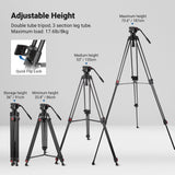 NEEWER TP74 74" Pro Video Tripod with Fluid Head, view 2