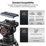 NEEWER TP74 74" Pro Video Tripod with Fluid Head, view 5