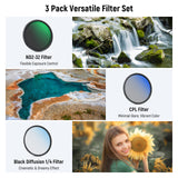 NEEWER Variable ND2-32 + CPL + 1/4 Black Diffusion Filter Kit, view 2