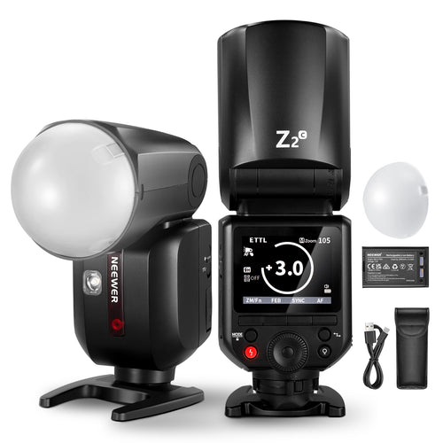 NEEWER Z2 76Ws Battery TTL Round Head Flash Speedlite with Diffuser
