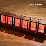 Nikola Toy Creative Retro Walnut Wood RGB Glow Tube Clock, view 4