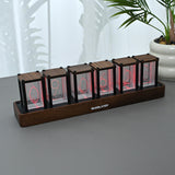 Nikola Toy Creative Retro Walnut Wood RGB Glow Tube Clock, view 5