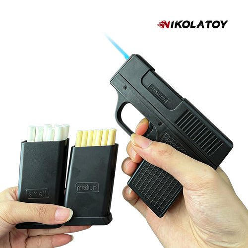 Nikola Toy Gun Type Cigarette Lighter With 3 Replaceable Magazine Clips