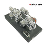 Nikola Toy Mirror Polished Stirling Engine with Embedded Voltmeter and Output Port, view 2