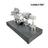Nikola Toy Mirror Polished Stirling Engine with Embedded Voltmeter and Output Port, view 6