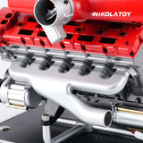 Nikola Toy TECHING V12 Car Engine Model Full Metal Assembling 12-Cylinder Building Kits 800+PCS, view 4