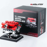 Nikola Toy TECHING V12 Car Engine Model Full Metal Assembling 12-Cylinder Building Kits 800+PCS, view 5