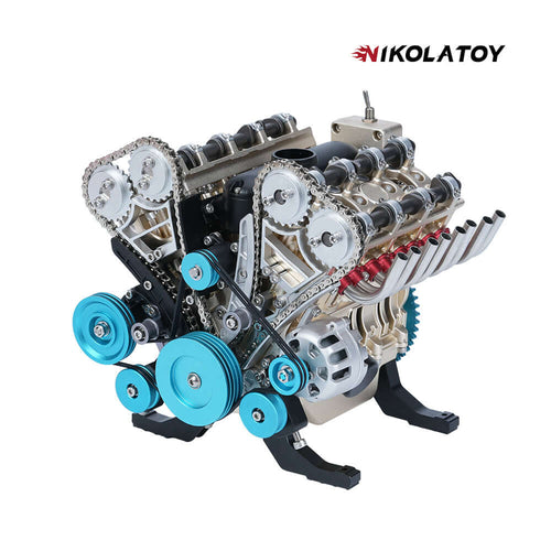 Nikola Toy TECHING V8 Car Engine Model Full Metal Assembling 8-Cylinder 500+Pcs Building Kits