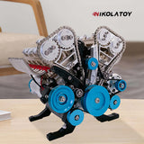 Nikola Toy TECHING V8 Car Engine Model Full Metal Assembling 8-Cylinder 500+Pcs Building Kits, view 3