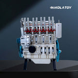 Nikola Toy TECHING V8 Car Engine Model Full Metal Assembling 8-Cylinder 500+Pcs Building Kits, view 4