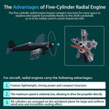 Nikola Toy TECHING DIY 5 Cylinder Electric Mechanical Aircraft Radial Engine Model Kits, view 6