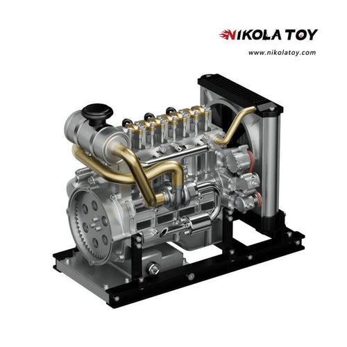 Nikola Toy TECHING Workable Mini Diesel 4-Cylinder Engine Metal Model DIY Kits