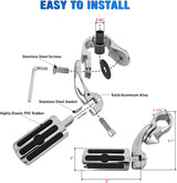 Nilight 1-1/4 Inch Motorcycle Highway Pegs For Harley Touring Street Glide Electra Glide Road King CVO Dyna Trike Sportster Adjustable Short Angled Foot Pegs Universal For 1.25 Inch Engine Guard Crash Bars, view 6