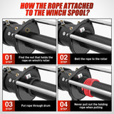 Nilight 1/2 Inch Synthetic Winch Rope 85 Feet 32,000 lbs Line Cable Kit With Thimble Protective Sleeve Forged 35000lb Hook Universal for SUV 4WD Off Road Vehicle Truck ATV UTV, Red & Black, view 3