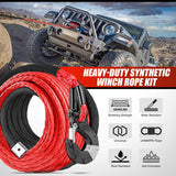 Nilight 1/2 Inch Synthetic Winch Rope 85 Feet 32,000 lbs Line Cable Kit With Thimble Protective Sleeve Forged 35000lb Hook Universal for SUV 4WD Off Road Vehicle Truck ATV UTV, Red & Black, view 5