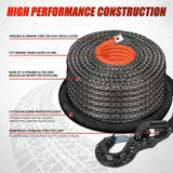 Nilight 1/2 Inch x 92 Inch Synthetic Winch Rope 32,000 lbs Winch Line Cable Ropes Kit with Thimble Protective Sleeve 35000lb Heavy Duty Winch Hook for SUV 4WD Off Road Vehicle Truck ATV UTV, Black & Orange, view 2