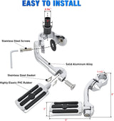 Nilight 1.25 Inch Motorcycle Highway Pegs For Harley Davidson Touring Road King Street Glide Sportster, Adjustable Long Angled Foot Pegs Clamp Universal For 1-1/4 Inch Engine Guard Crash Bars Highway Footpegs, view 6