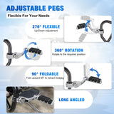 Nilight 1.25 Inch Motorcycle Highway Pegs For Harley Davidson Touring Road King Street Glide Sportster Adjustable Long Angled Foot Pegs Universal For 1-1/4 Inch Engine Guard Crash Bars Highway Footpegs Chrome, view 3