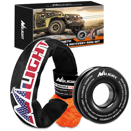 Nilight 1/2inch x 24inch Synthetic Soft Shackle Recovery Ring Kit