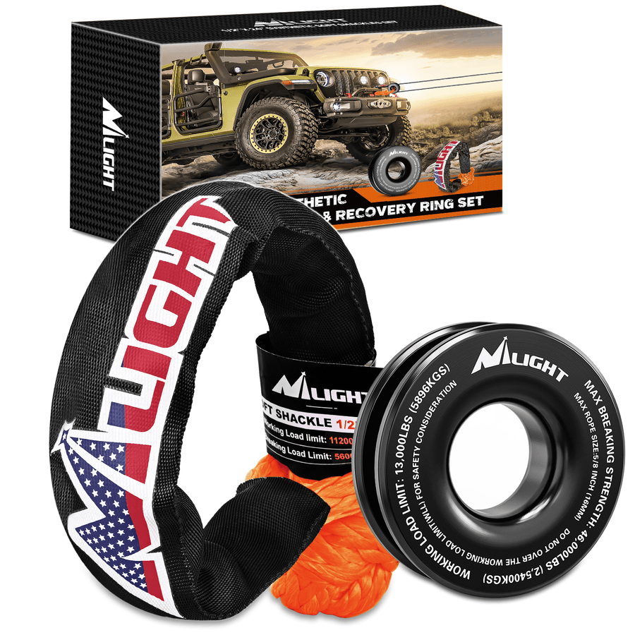 Nilight 1/2inch x 24inch Synthetic Soft Shackle Recovery Ring Kit