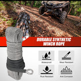 Nilight 1/4 Inch x 50 Feet Synthetic Winch Line Cable Universal for ATV UTV 4x4 Off-Road Vehicle 9000 lbs Winch Line Ropes with Steel Hook Rubber Stopper Protective Sleeve Safety Strap, Grey, view 5