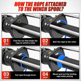 Nilight 1/4 Inch x 50 Feet Winch Rope Synthetic Winch Line Cable Universal for ATV UTV 4x4 Off-Road Vehicle 9000lbs Winch Line Ropes with Steel Hook Rubber Stopper Protective Sleeve Safety Strap,Blue, view 4