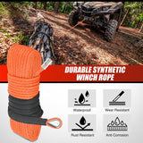 Nilight 1/4 inch x 50 ft Synthetic Winch Line Cable Kit - Universal for ATV, UTV, 4x4 Off-Road Vehicle - 9000 lbs Winch Line Ropes with Steel Hook, Rubber Stopper, Protective Sleeve, Safety Strap, Orange, view 5