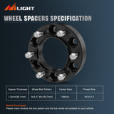 Nilight 1.5inch (38mm) Wheel Spacers 4Pcs For 1995-2023 Toyota Tacoma 1989-2023 4Runner FJ Cruiser Tundra Fortuner Sequoia Land Cruiser | 6x139.7 | 106 Hub Bore | 12x1.5 Studs, view 2