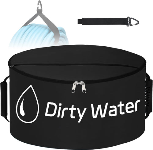 Nilight 1 Pack RV Sewer Hose Storage Bag, Waterproof Black Bag with Dual Zipper Closure Handle Straps RV Storage & Organization for Sewer Fresh Water Hoses Electrical Cords Camper Tools Accessories